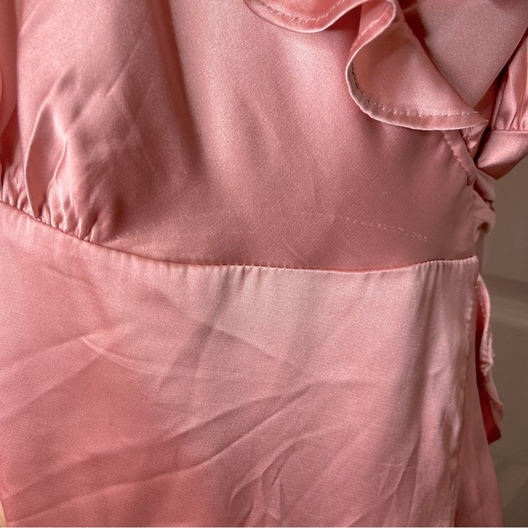 Astr Dark Blush wilshire Ruffle Wrap Open Back Midi High Low Dress, XS - Picture 14 of 16